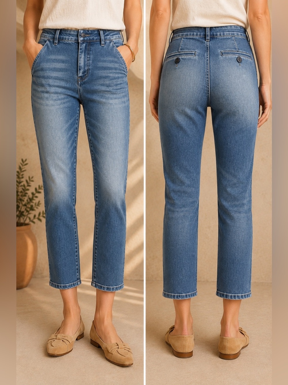 Anthropologie Pilcro Petite Slim Straight Crop Jeans size 29P Medium Wash NWOT